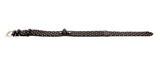 Black Italian leather collar with evenly spaced small gold polka dots, featuring a gold buckle and adjustable strap.