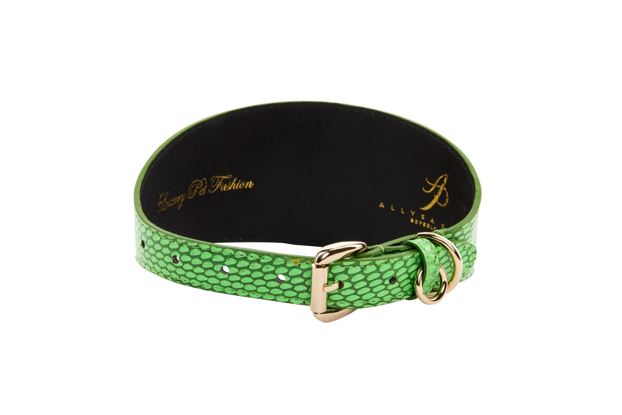 Dark Neon Green Snake 3” Wide Style Collar