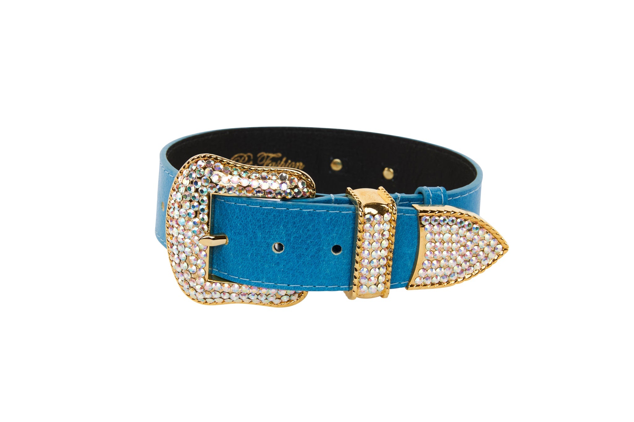 Vegetable Colored Italian Leather Collar With Gold Swarovski Crystal by Allysa Payne Beverly Hills - product image 2 for Resin Society