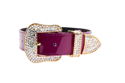 Purple Patent Italian Leather/Swarovski Crystal Hardware Collar by Allysa Payne Beverly Hills - product image 2 for Resin Society