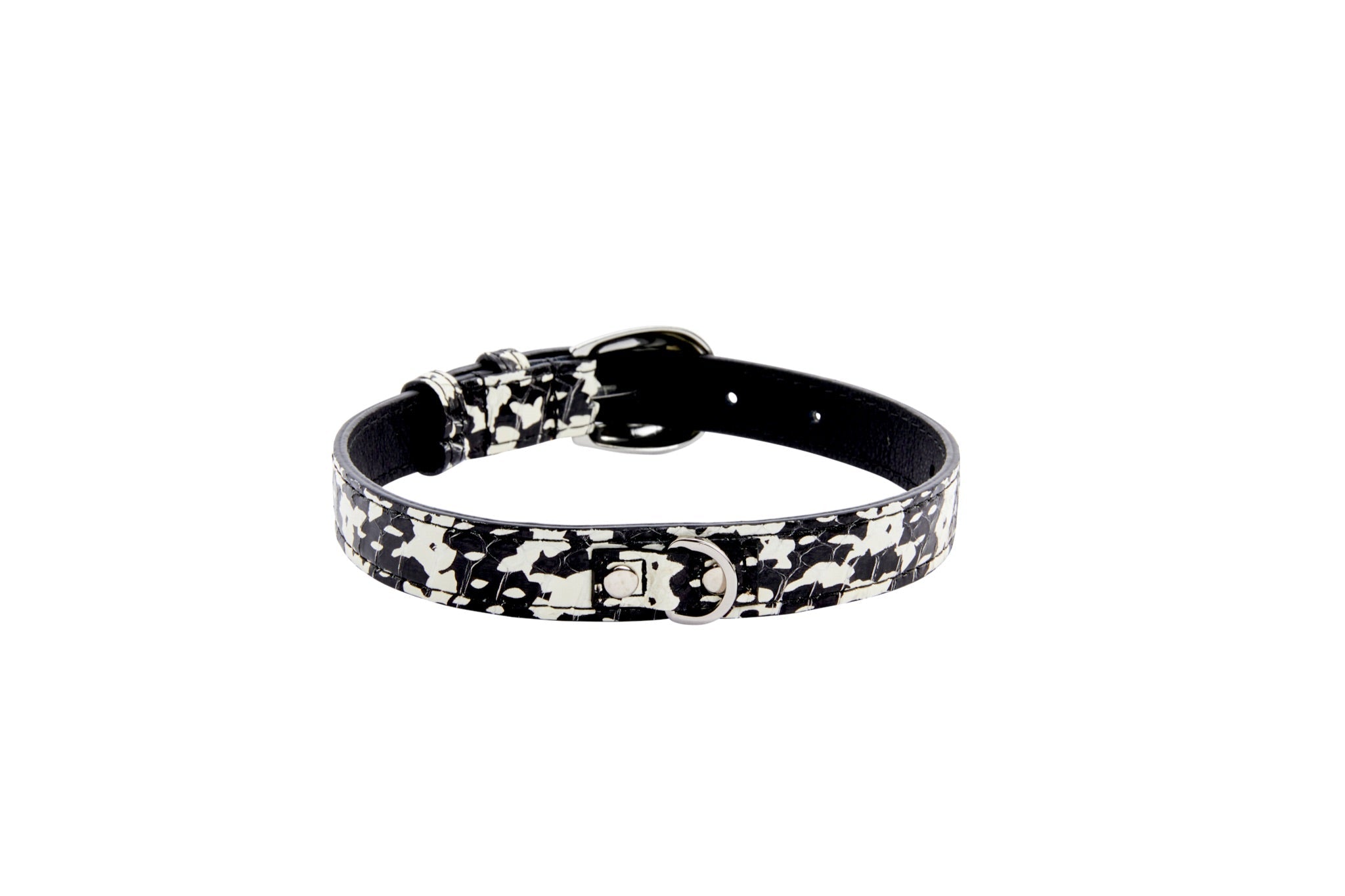 Black & White Snake Collar With Silver Oval Hardware by Allysa Payne Beverly Hills - product image 3 for Resin Society