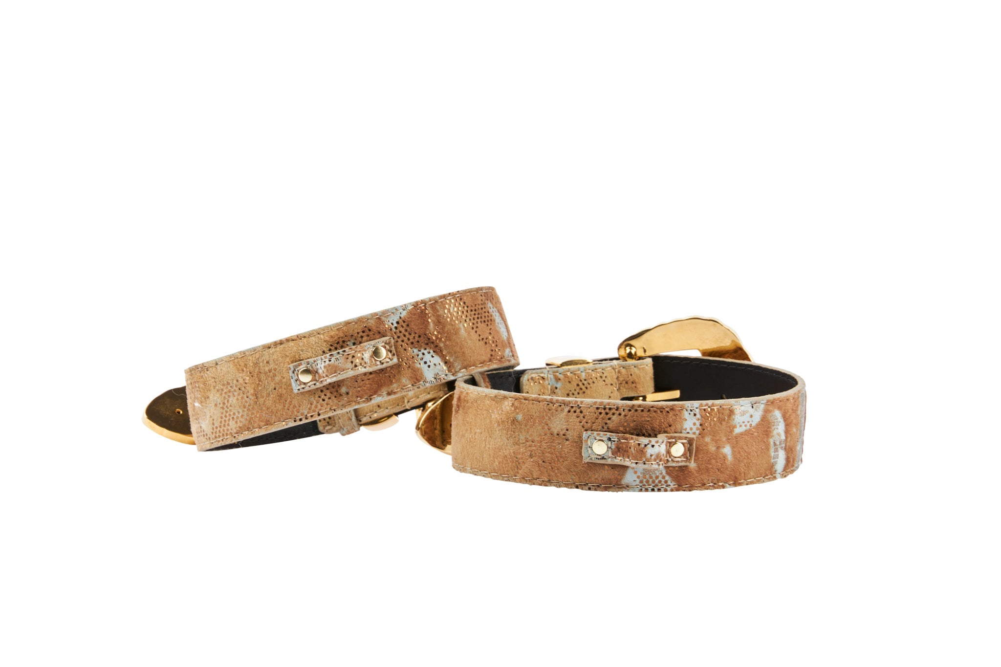 Rustic, Chic Hair On Hide Italian Leather With Ornate Swarovski Crystal