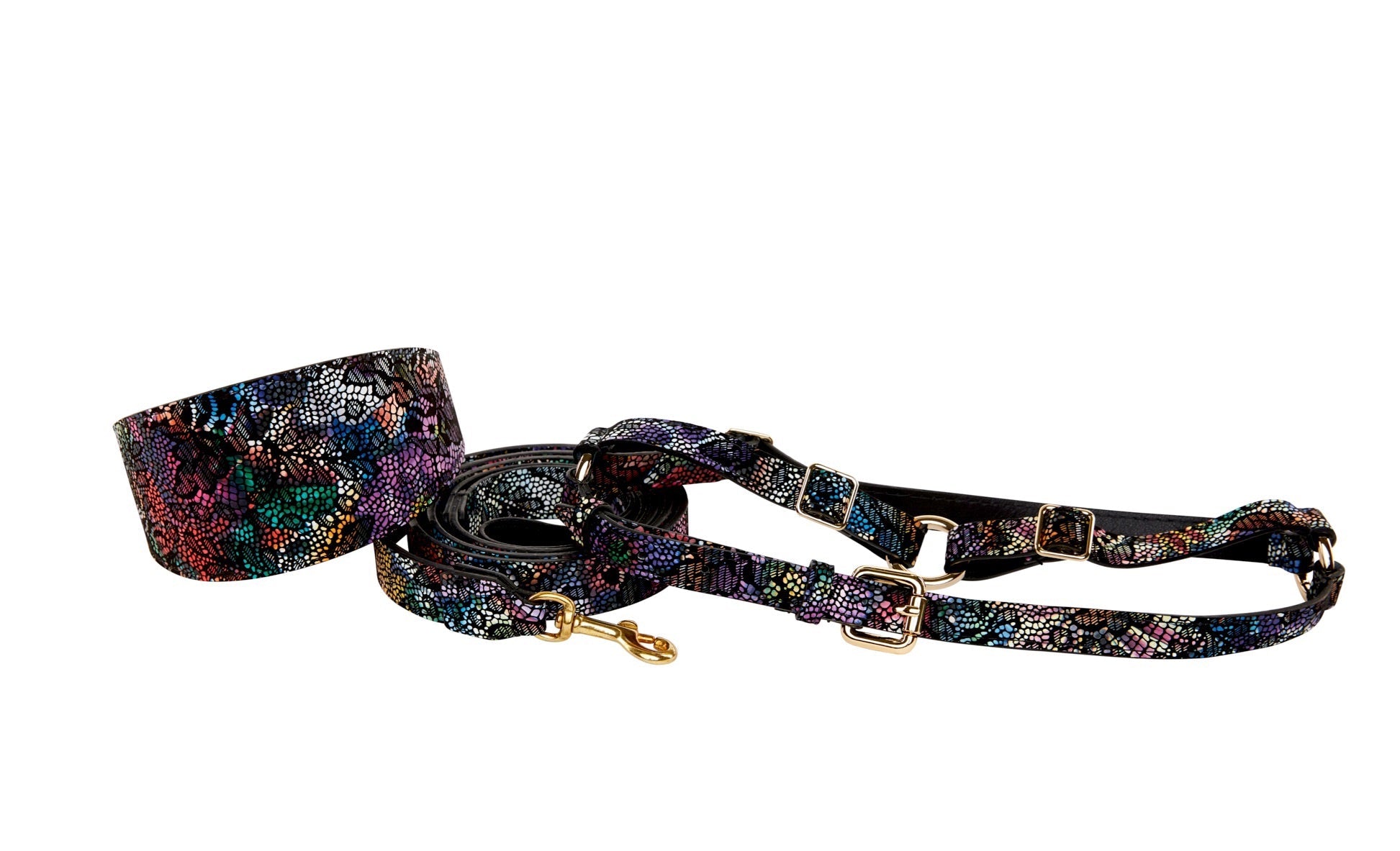 Floral/Lace Embossed Italian Leather 3” Wide Style Collar