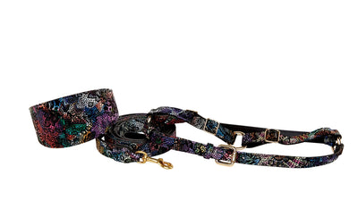 Floral/Lace Embossed Italian Leather 3” Wide Style Collar