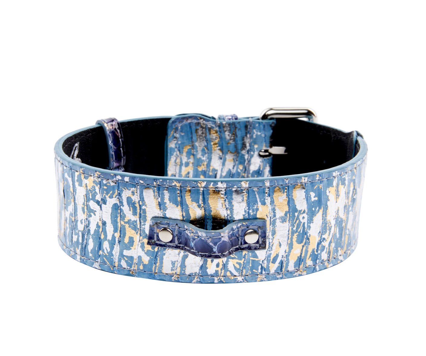 Light Blue/Dark Blue Silver Iridescent Snake Collar With Silver Classic by Allysa Payne Beverly Hills - product image 2 for Resin Society
