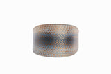 Wide baby blue snake-patterned collar with bronze textured scales, shown from the front against a white background.
