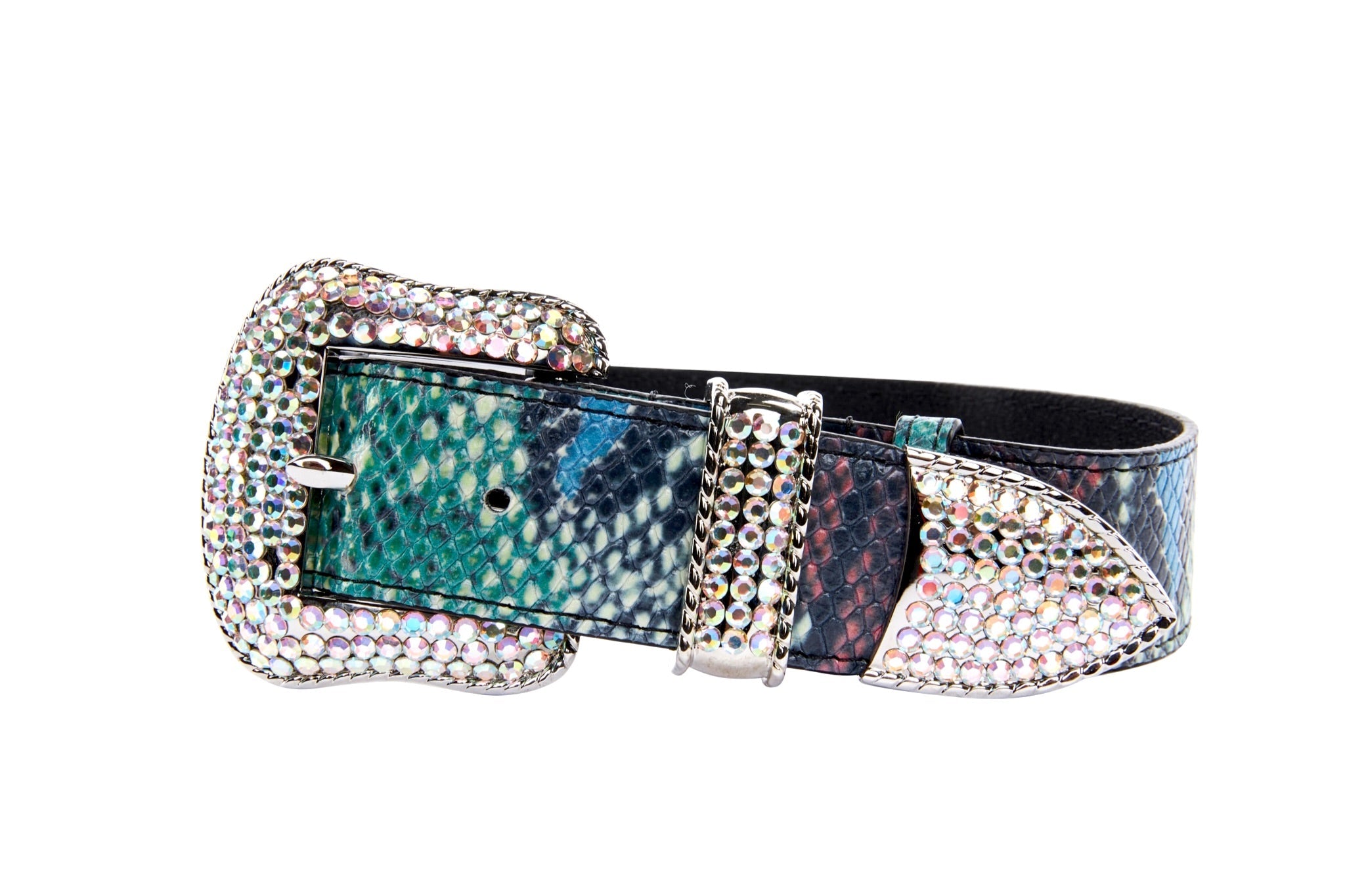 Green, Blue, Black, Red Embossed Snake Italian Leather Collar With by Allysa Payne Beverly Hills - main product image for Resin Society