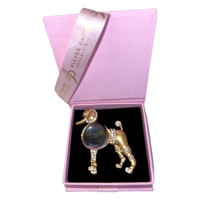 Gold Clear Body Poodle Crystal Brooch by Allysa Payne Beverly Hills