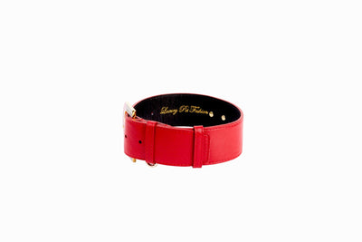 Red Italian Leather Collar With Hollywood Glam Italian Hardware by Allysa Payne Beverly Hills - product image 2 for Resin Society