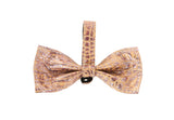 Pink, Purple & Silver Embossed Croc luxury pet bowtie with embossed crocodile pattern in vibrant colors