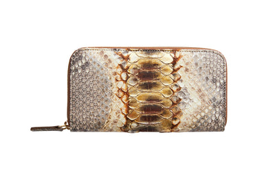 Neutral Brown & Gold Zipper Wallet by Allysa Payne Beverly Hills - main product image for Resin Society