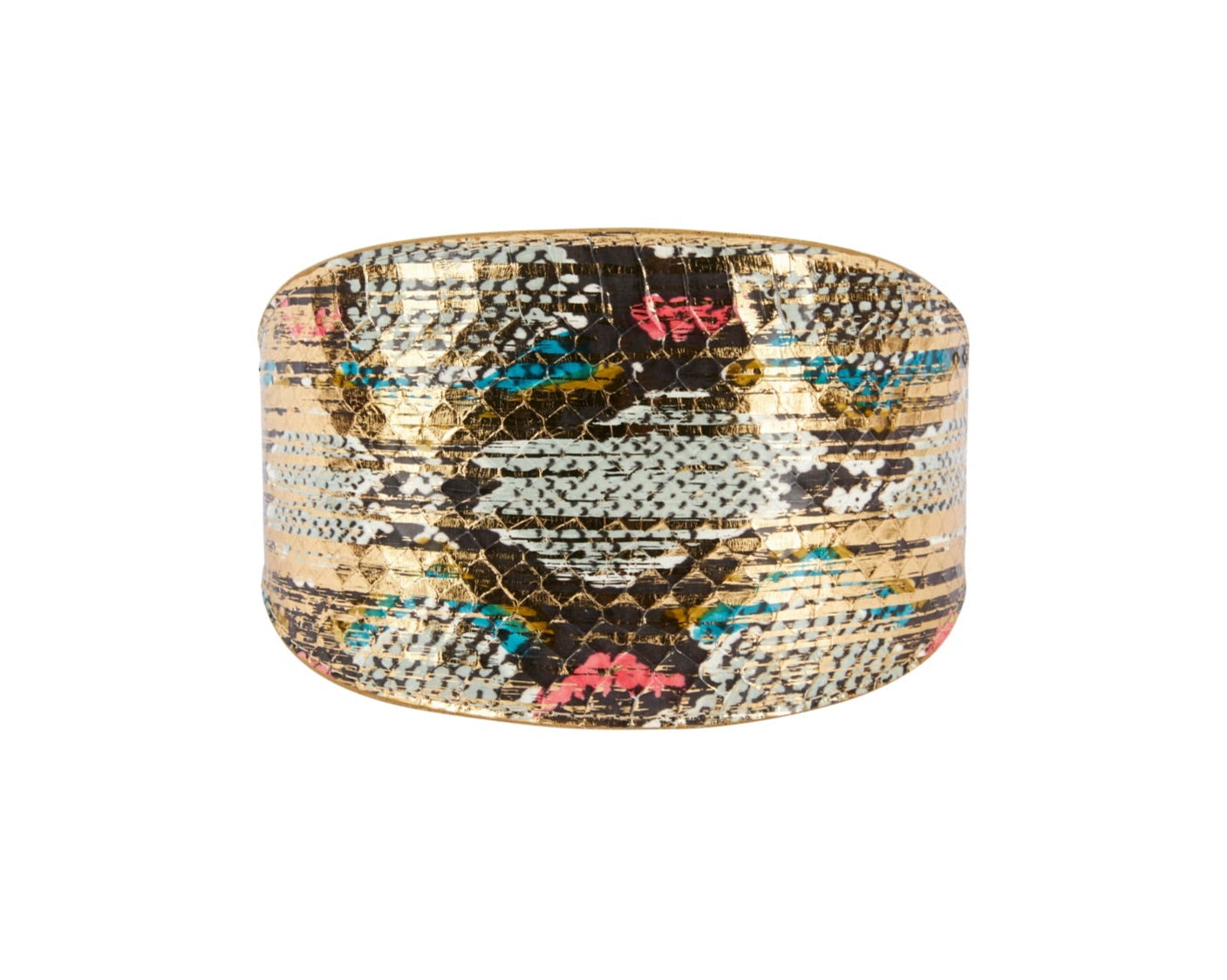 Scottsdale Collection Multi Color Gold Snake 4 inch Wide Style Collar displayed flat with gold snake scale pattern