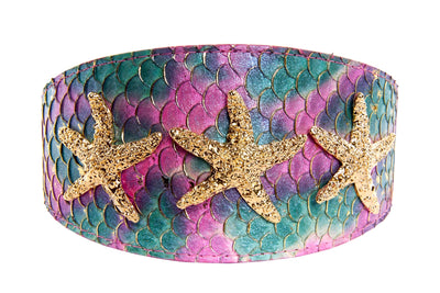 Mermaid Collection Stunning Custom Colored Tilapia Wide Style Collar With Gold Custom Starfish