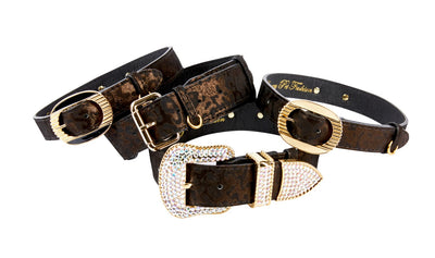 Dark Brown/Bronze Abstract Leopard Print Italian Leather Set Of 4 by Allysa Payne Beverly Hills - main product image for Resin Society