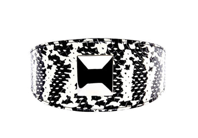 Black & White Snake Wide Style 3”Collar With Large Silver Rivet by Allysa Payne Beverly Hills - main product image for Resin Society