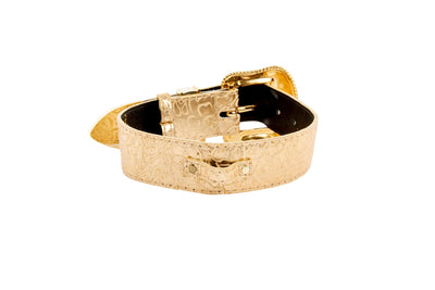 Gold Floral Print Italian Leather With Swarovski Crystal Hardware by Allysa Payne Beverly Hills - product image 3 for Resin Society