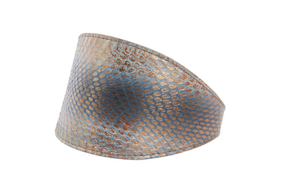 Luxury Pet Fashion Baby Blue/Blue/Bronze 3” Wide Snake Collar by Allysa Payne Beverly Hills