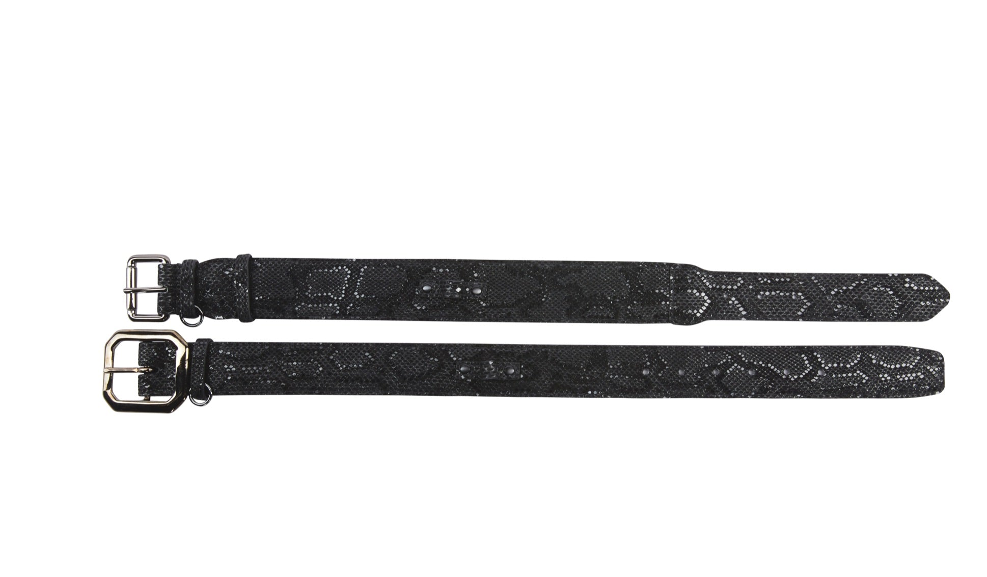 Glamorous Black Snake Print Italian Leather With Gun Metal Grey