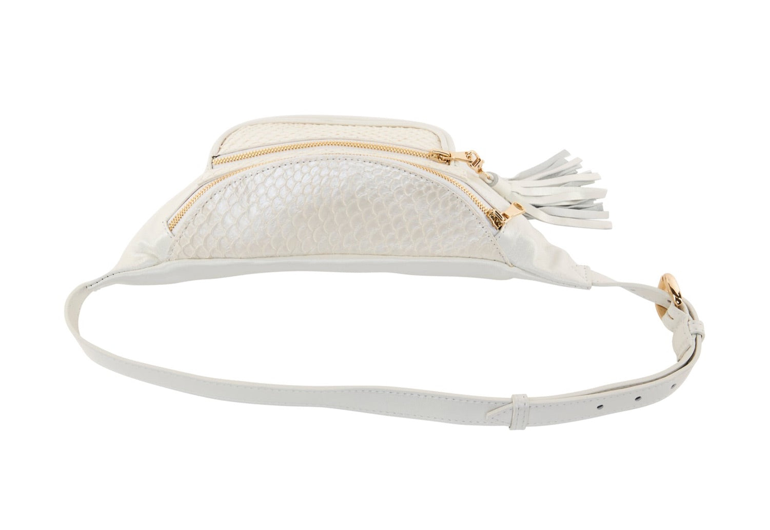 Pearl White Italian Leather/Pearl White Tilapia Fanny