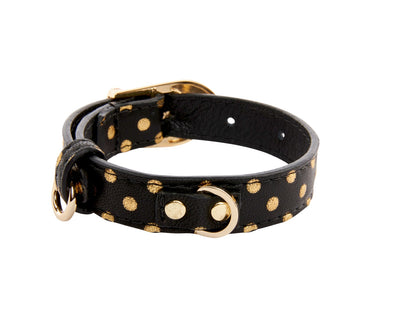 XS Classics. Our Black & Gold Polka Dot Italian Leather