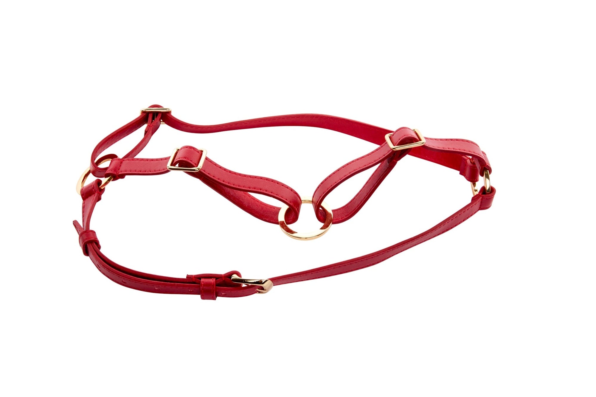 Red vegan leather harness for XL dog