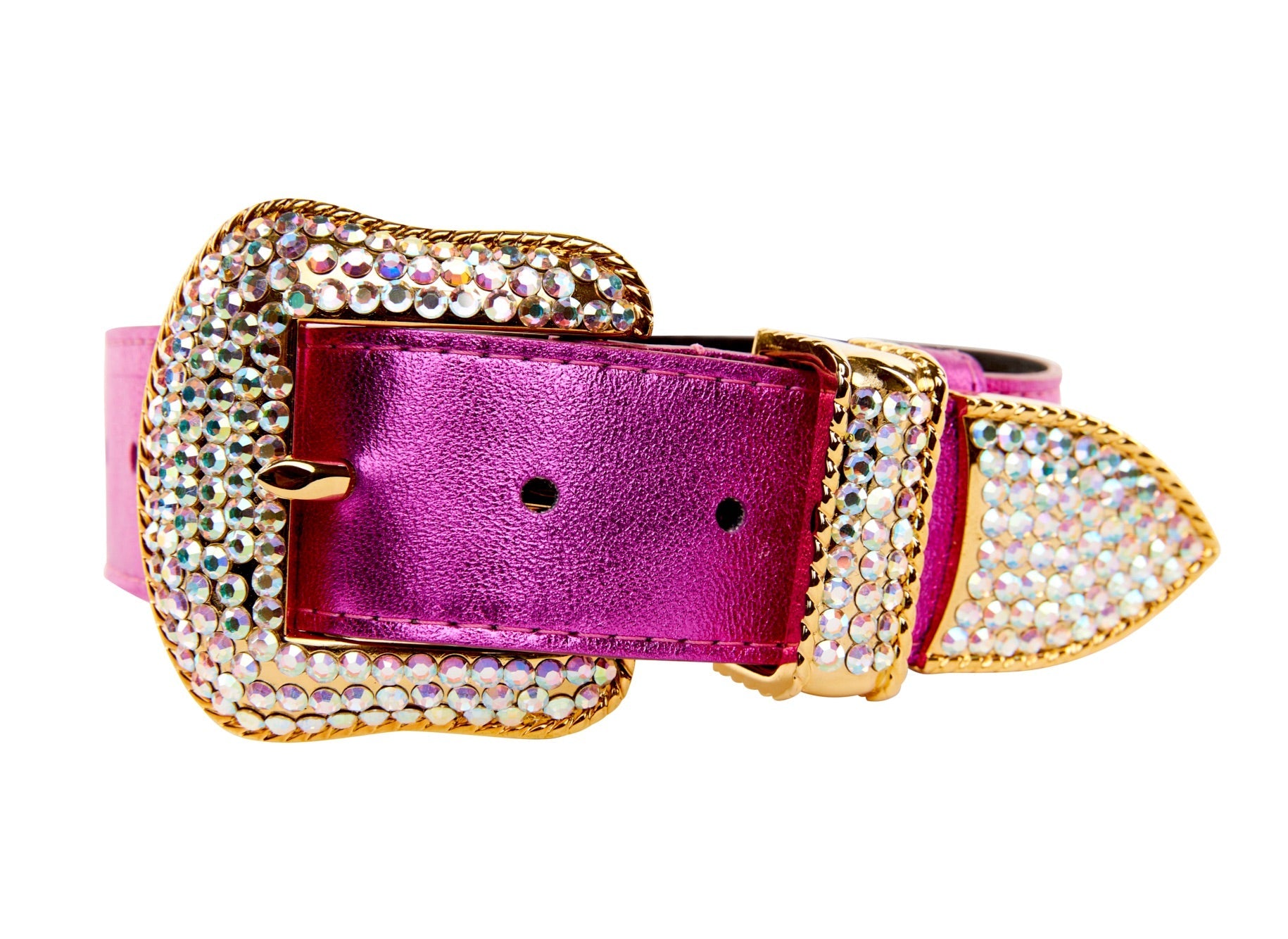 Pink Foil Italian Leather/Swarovski Crystal Collar by Allysa Payne Beverly Hills - main product image for Resin Society
