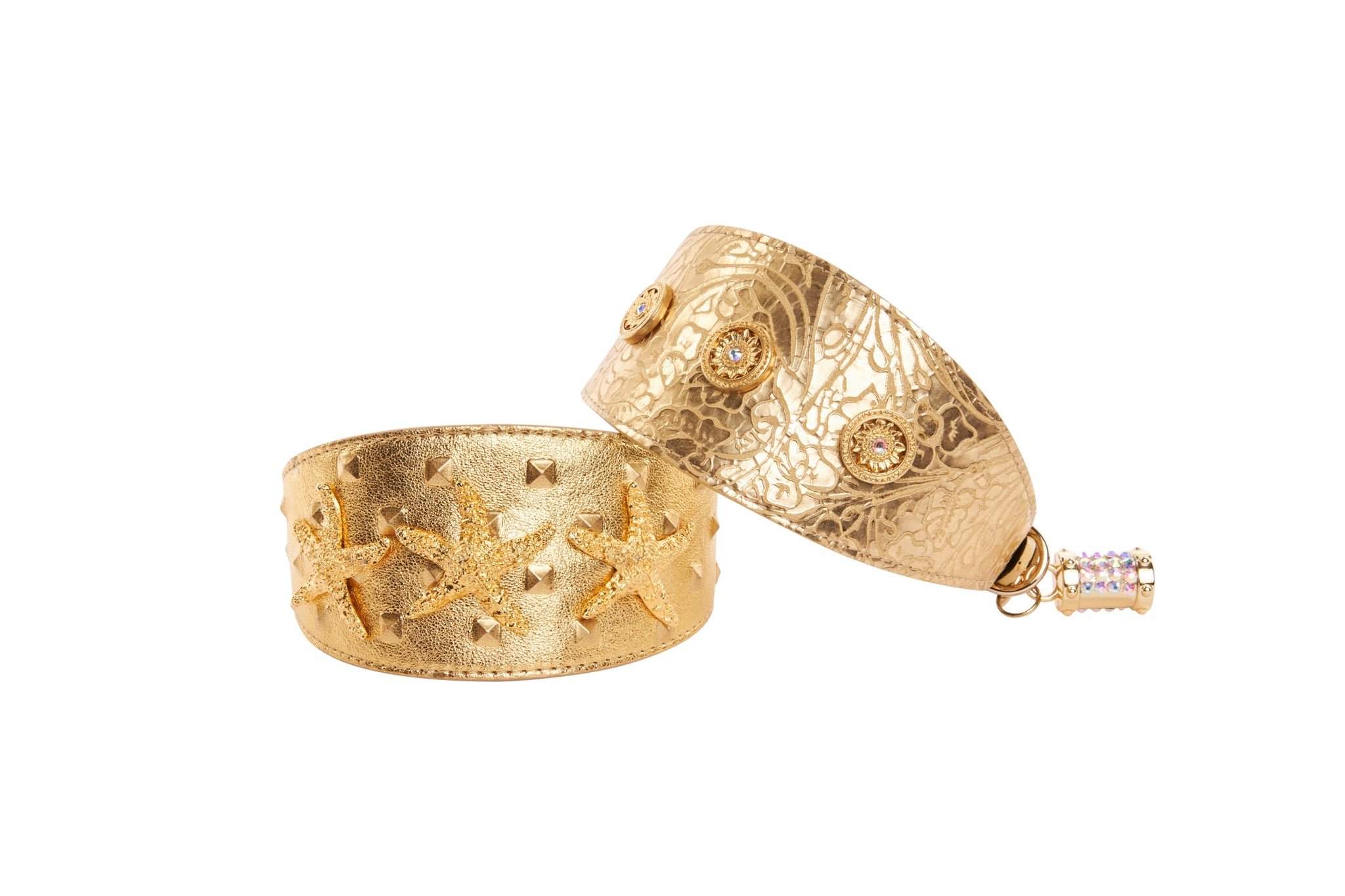 Set Of Gold Floral Italian Leather With Swarovski Sunflowers & Gold by Allysa Payne Beverly Hills - product image 2 for Resin Society