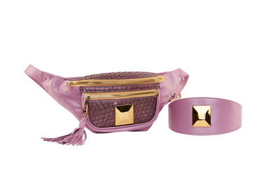 Pearl Purple Italian Leather/Purple Tilapia Fanny Pack With Large Gold by Allysa Payne Beverly Hills - product image 3 for Resin Society