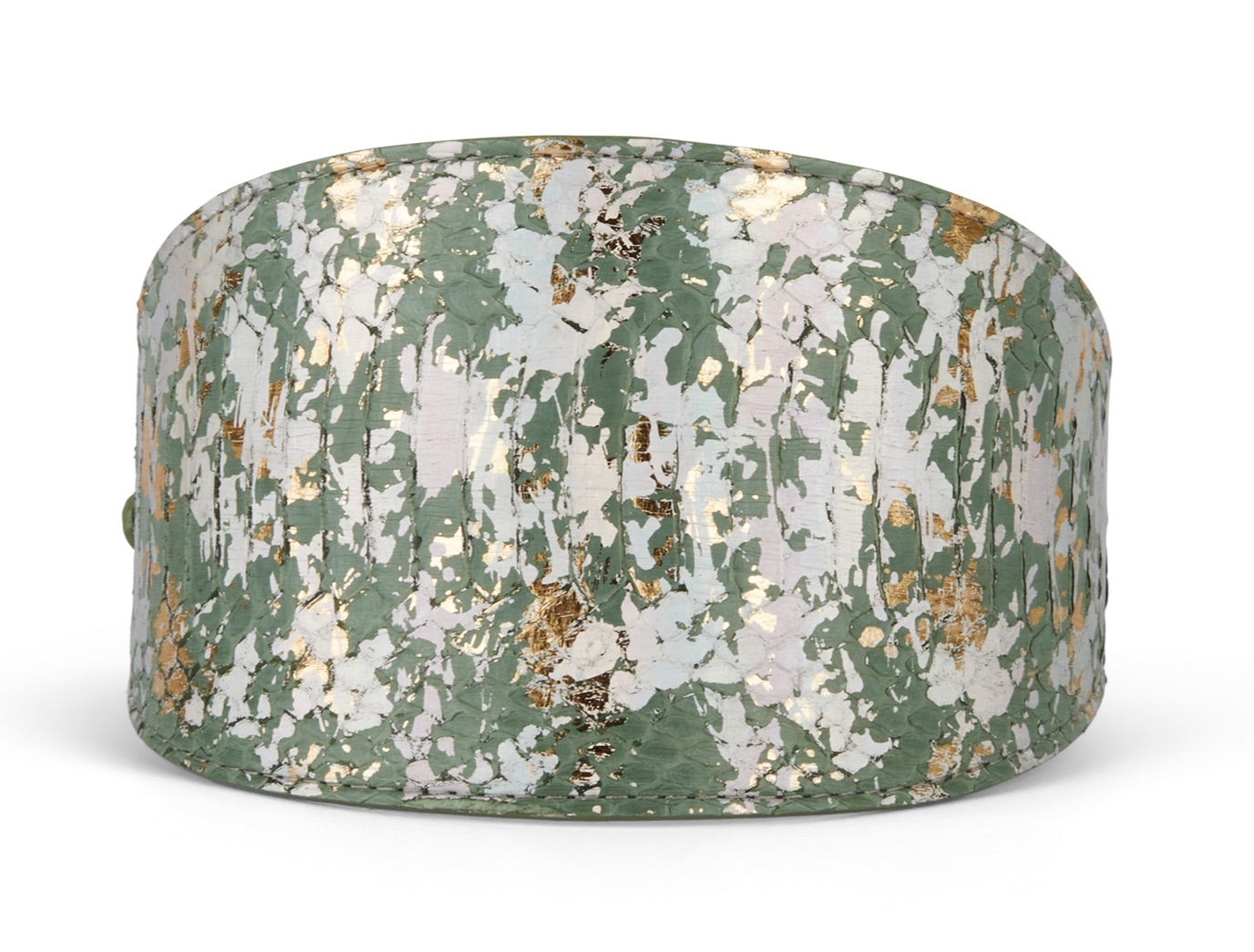 Iridescent Art Deco Green, Gold, Silver Custom Snake 4 inch Wide Style Collar by Allysa Payne Beverly Hills