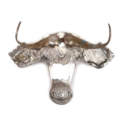 Recycled Wildebeest Metal Animal Wall Mask by Mbare Ltd - main product image for Resin Society
