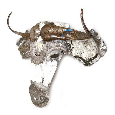 Recycled Wildebeest Metal Animal Wall Mask by Mbare Ltd - product image 2 for Resin Society