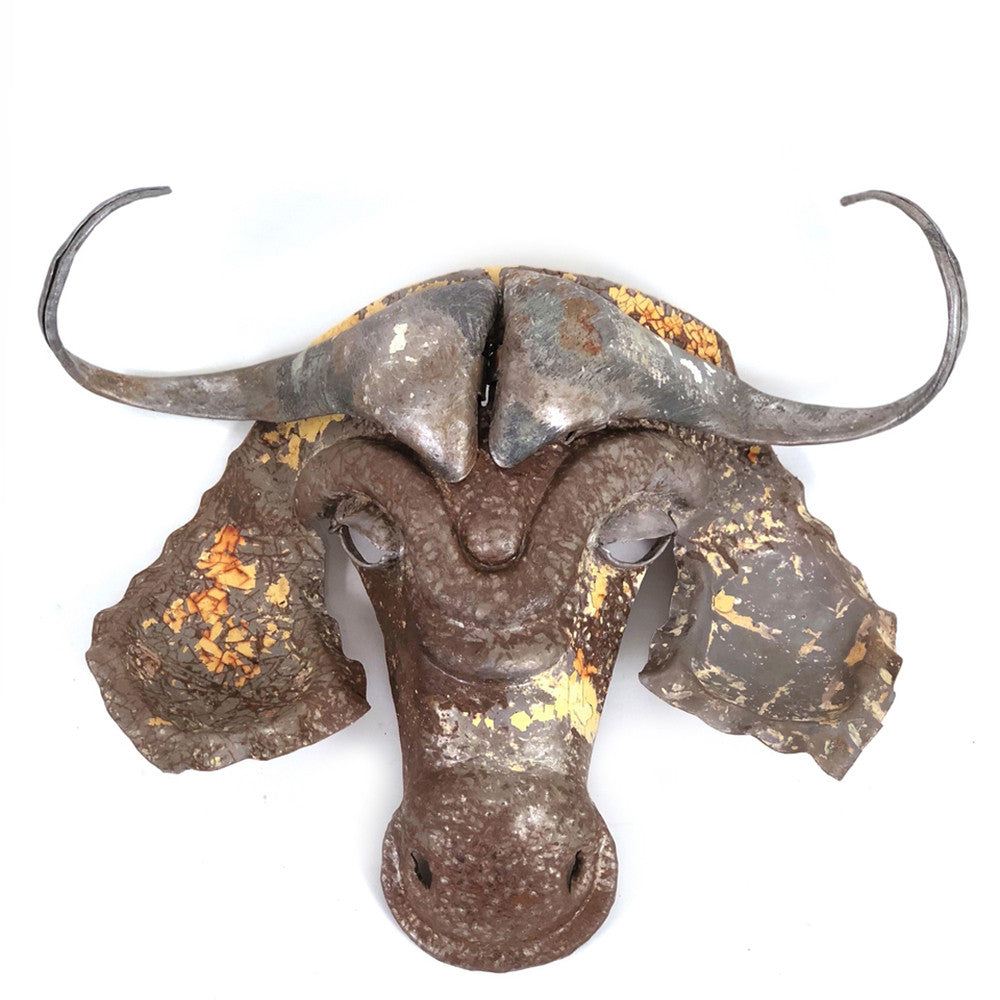 Buffalo Animal Mask - Recycled Metal Wall Art by Mbare Ltd - main product image for Resin Society