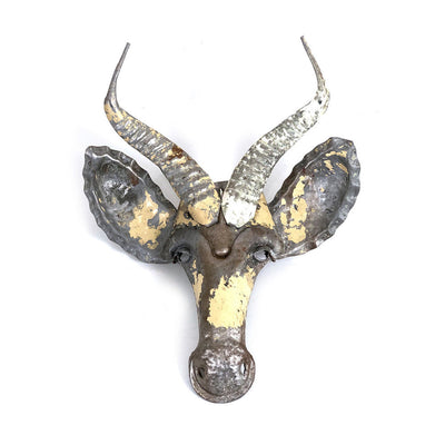 Recycled Springbok Metal Animal Wall Mask by Mbare Ltd - product image 2 for Resin Society