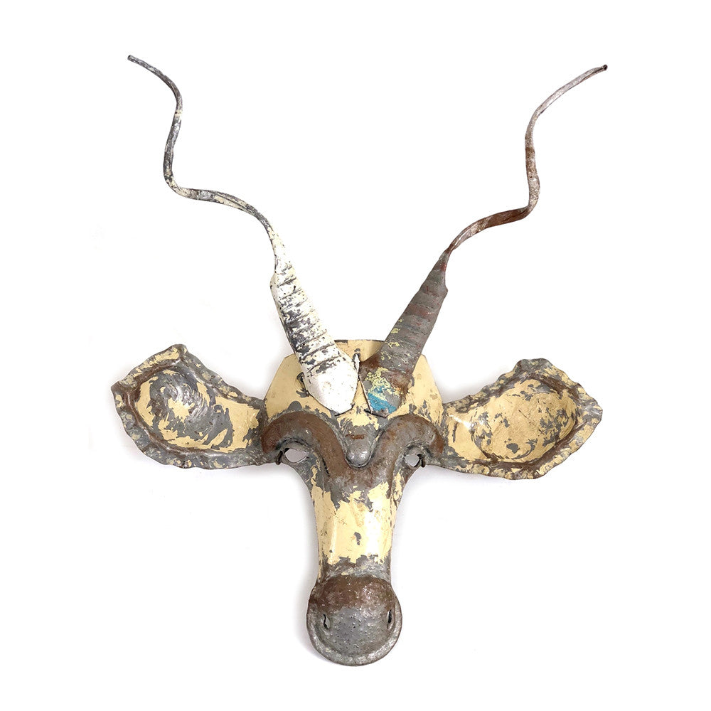 Kudu Animal Mask - Recycled Metal Wall Art by Mbare Ltd - main product image for Resin Society