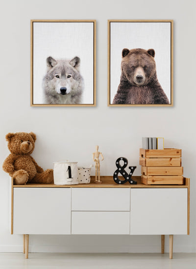 Sylvie Cute Bear Color Framed Canvas by kateandlaurel - product image 5 for Resin Society