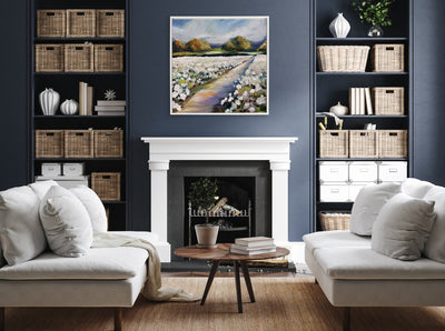 Sylvie Beaded Land of Cotton Framed Canvas by Mary Sparrow