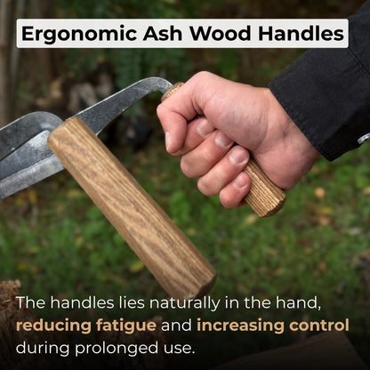 Inshave Half-Rounded Drawknife 16.5 cm with ash wood handles and leather sheath