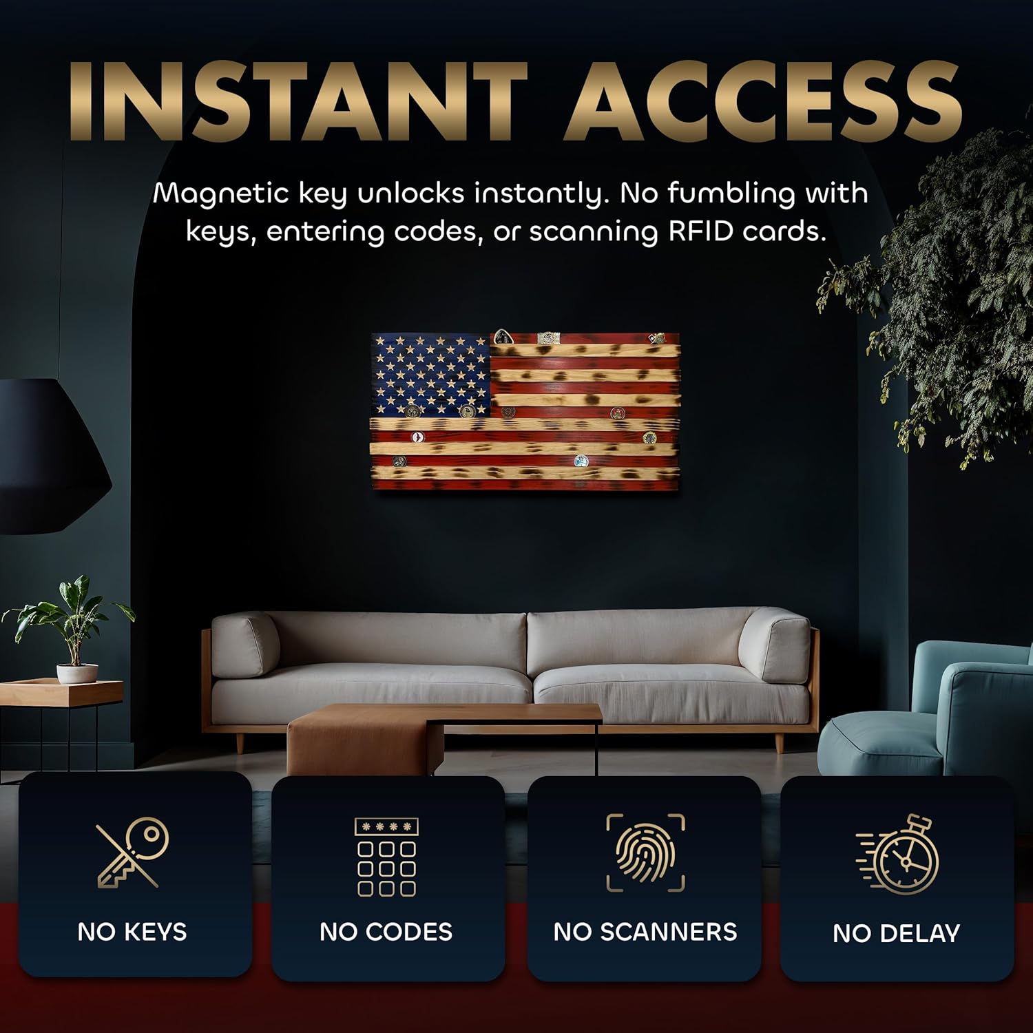 American Flag Challenge Coin Display and Hidden Gun Cabinet by Bellewood Designs - product image 4 for Resin Society