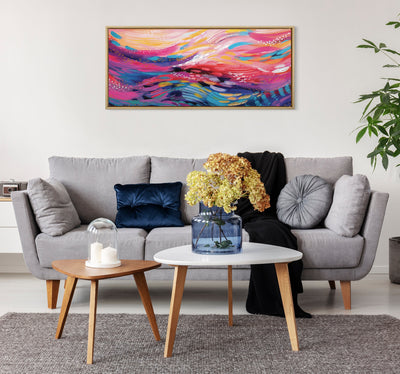 Sylvie Brush Strokes 90 Framed Canvas by kateandlaurel - product image 4 for Resin Society