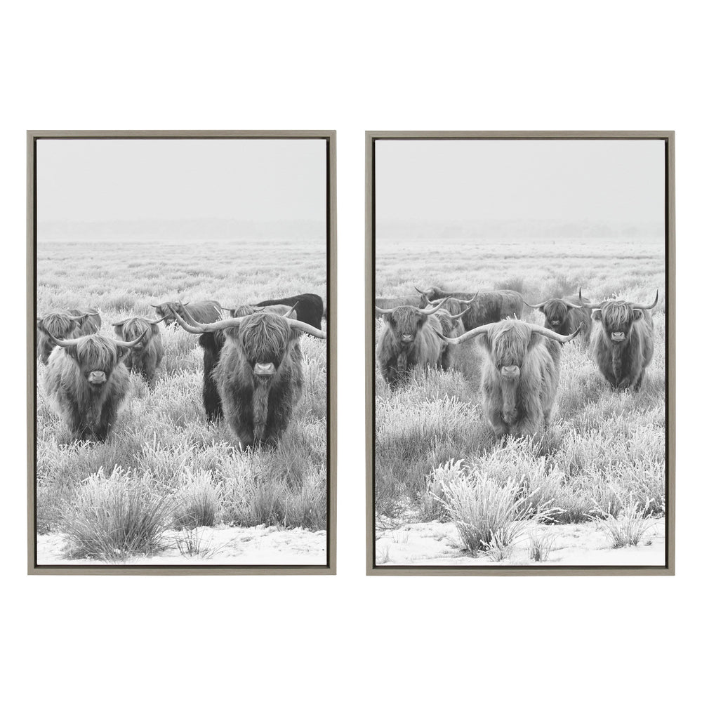 Sylvie Herd of Highland Cows Framed Canvas by The Creative Bunch Studio by kateandlaurel - main product image for Resin Society