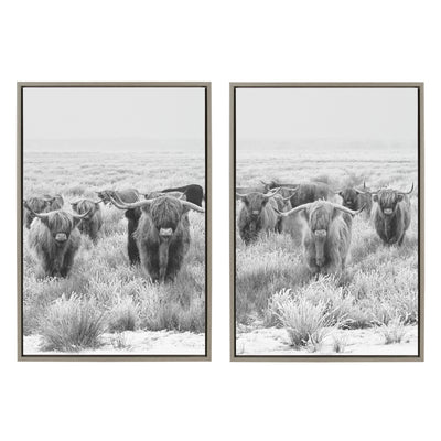 Sylvie Herd of Highland Cows Framed Canvas by The Creative Bunch Studio by kateandlaurel - main product image for Resin Society