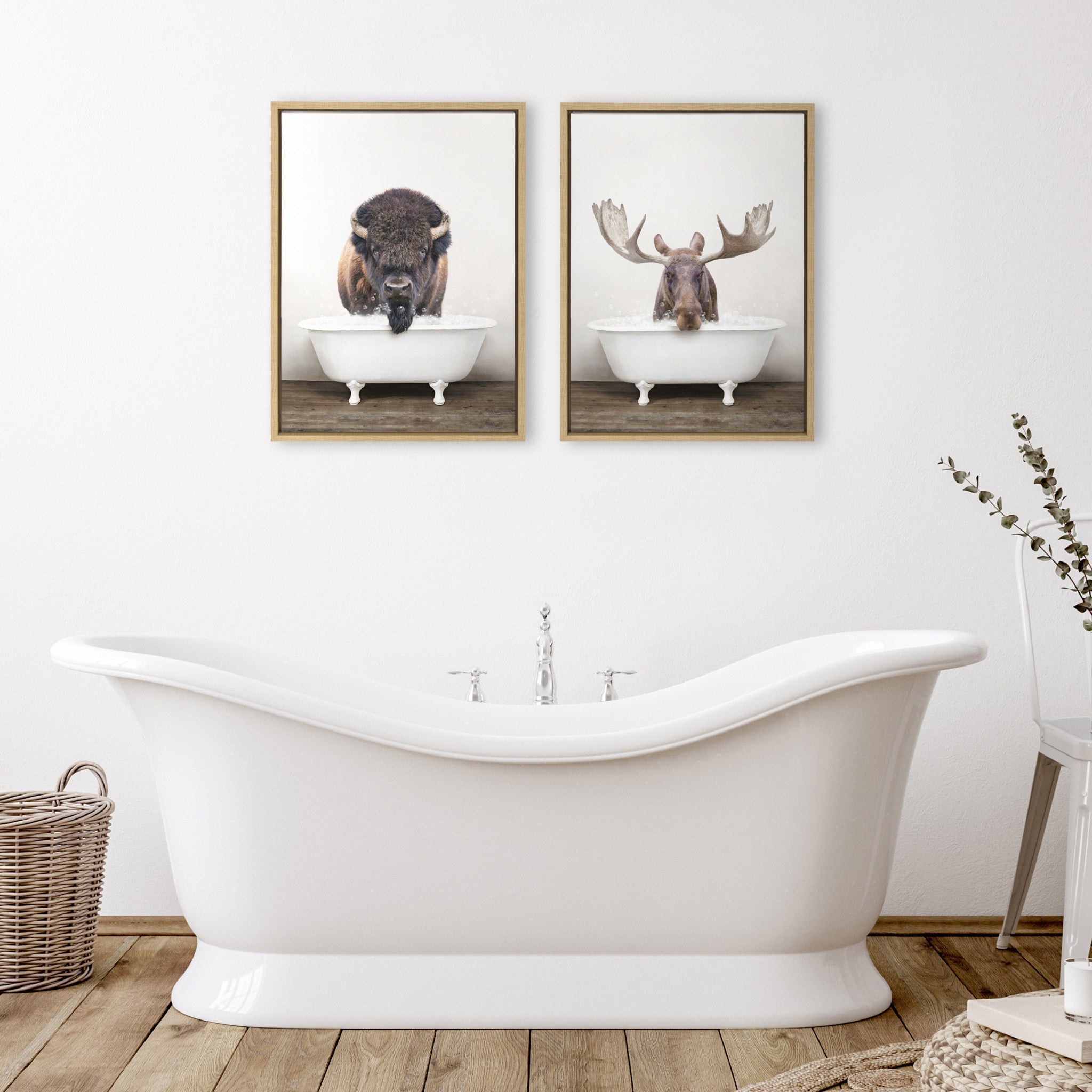 Sylvie Bison Rustic Bubble Bath and Moose Rustic Bubble Bath Framed by kateandlaurel - product image 5 for Resin Society