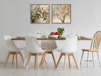 Sylvie Beaded Mediterranean Tree Framed Canvas by The Creative Bunch Studio
