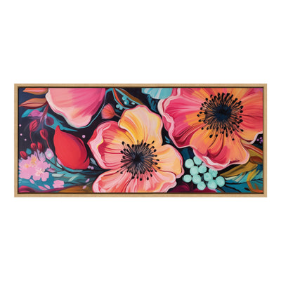 Sylvie Preppy Boho Aesthetic Colorful Floral Group Framed Canvas by The Creative Bunch Studio