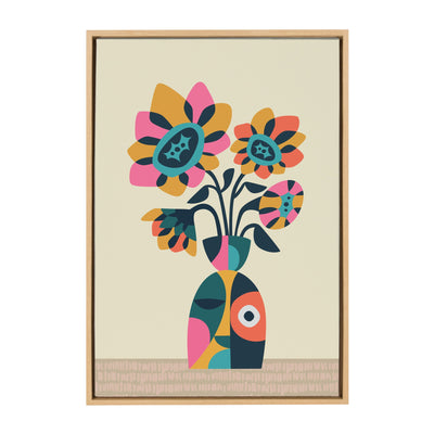 Sylvie Mid Century Modern Sunflowers Framed Canvas by kateandlaurel - main product image for Resin Society