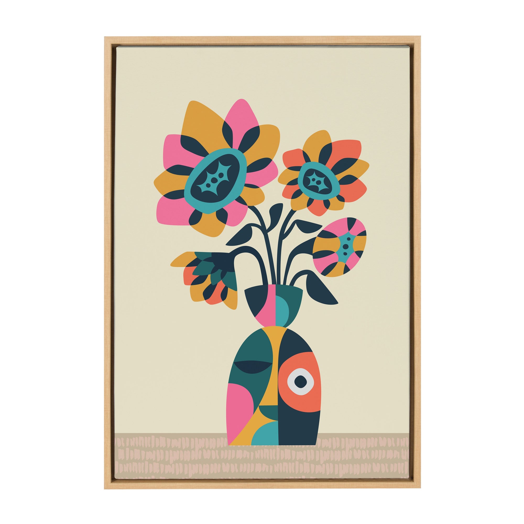 Sylvie Mid Century Modern Sunflowers Framed Canvas by kateandlaurel - product image 10 for Resin Society