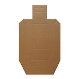 IPSC cardboard target showing white and brown dual-sided design