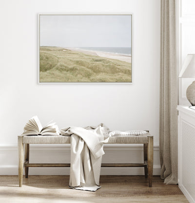 Sylvie Peaceful and Serene Coastal Landscape Framed Canvas by The Creative Bunch Studio