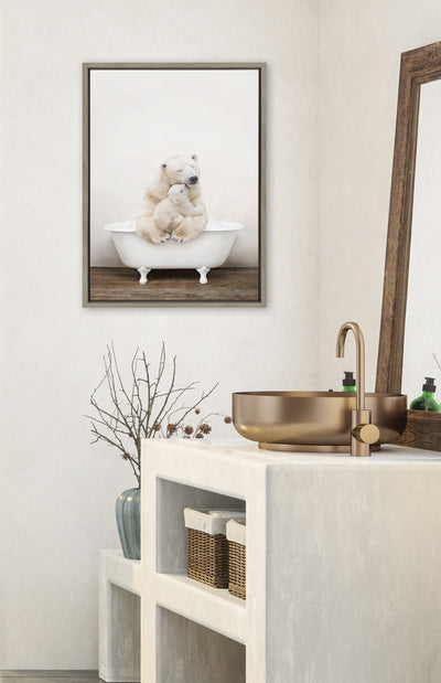 Sylvie Mother and Baby Polar Bear in Rustic Bath Framed Canvas by kateandlaurel - product image 16 for Resin Society