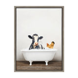 Sylvie Cow and Chicken in Rustic Bath Framed Canvas by kateandlaurel - product image 14 for Resin Society